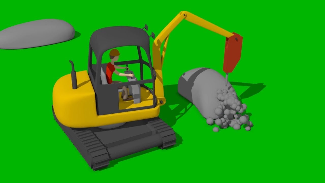 #Truck & Mini #Excavator with Impact Hammer | Construction  Obstacle Square Excavator simulation
