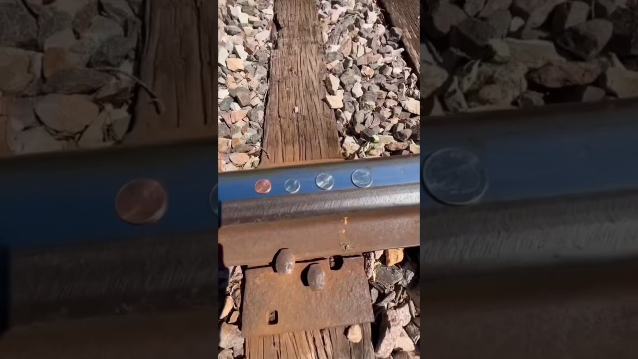 Putting coins on the train tracks 🚂 #coins #coincollection #trains #traintracks #blondeokie