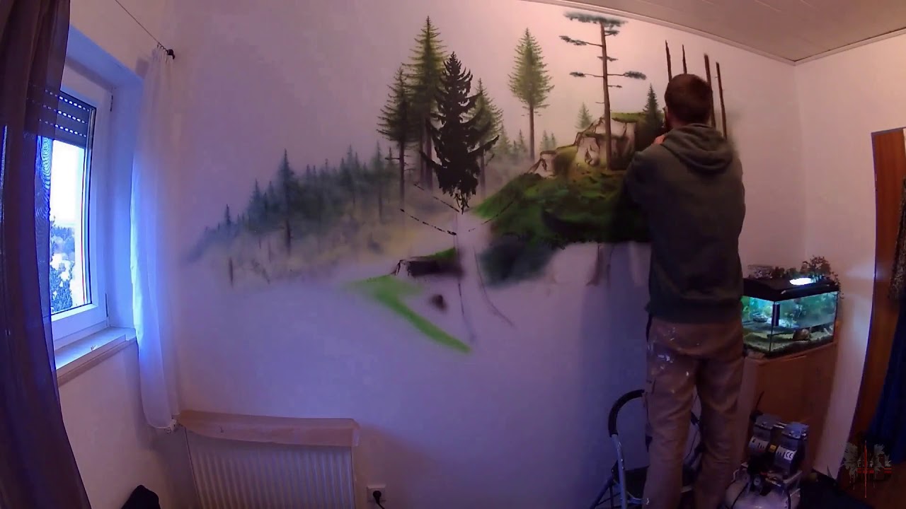 Airbrush Mural Magical Forest / Timelapse