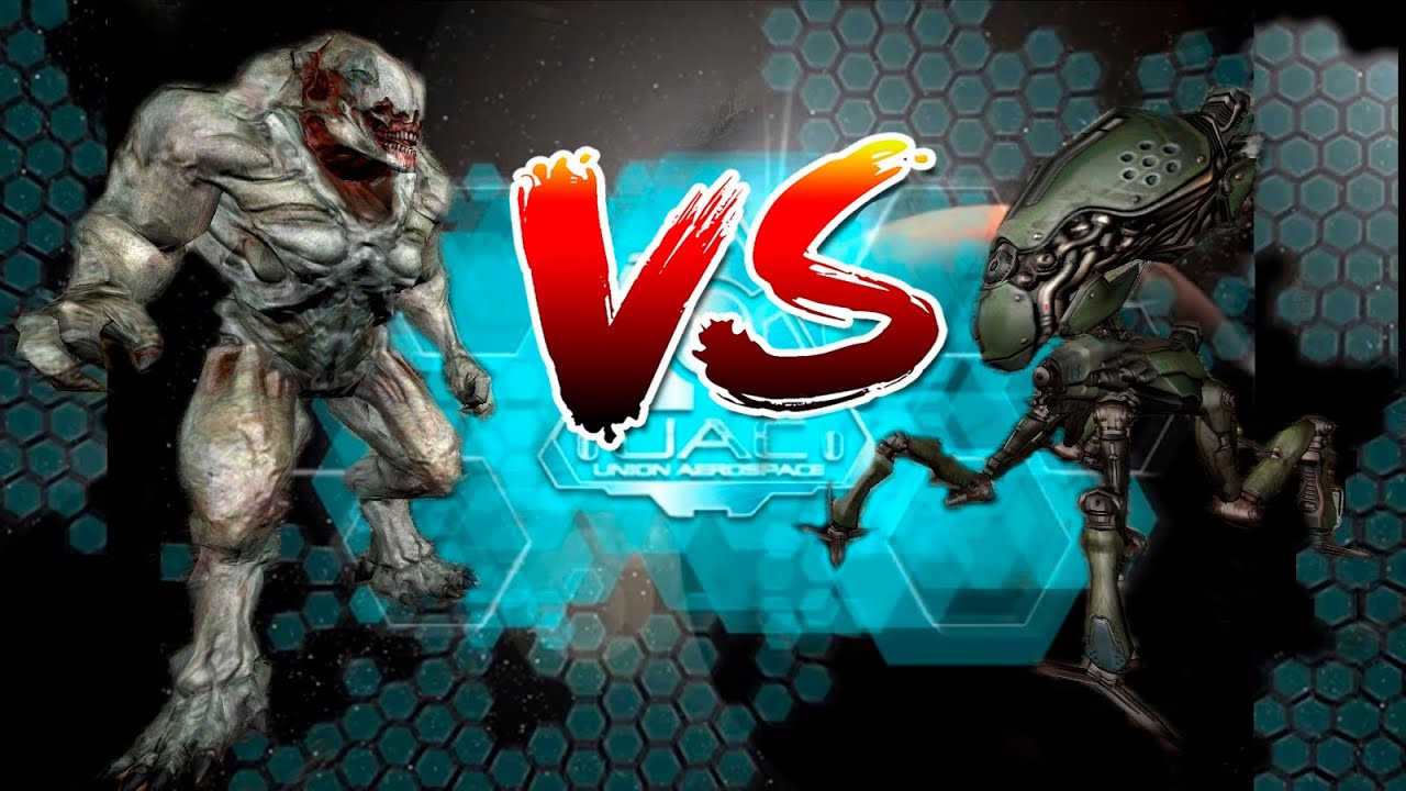 Hell Knight vs Sentry Bot -  DOOM 3 Monster Infighting