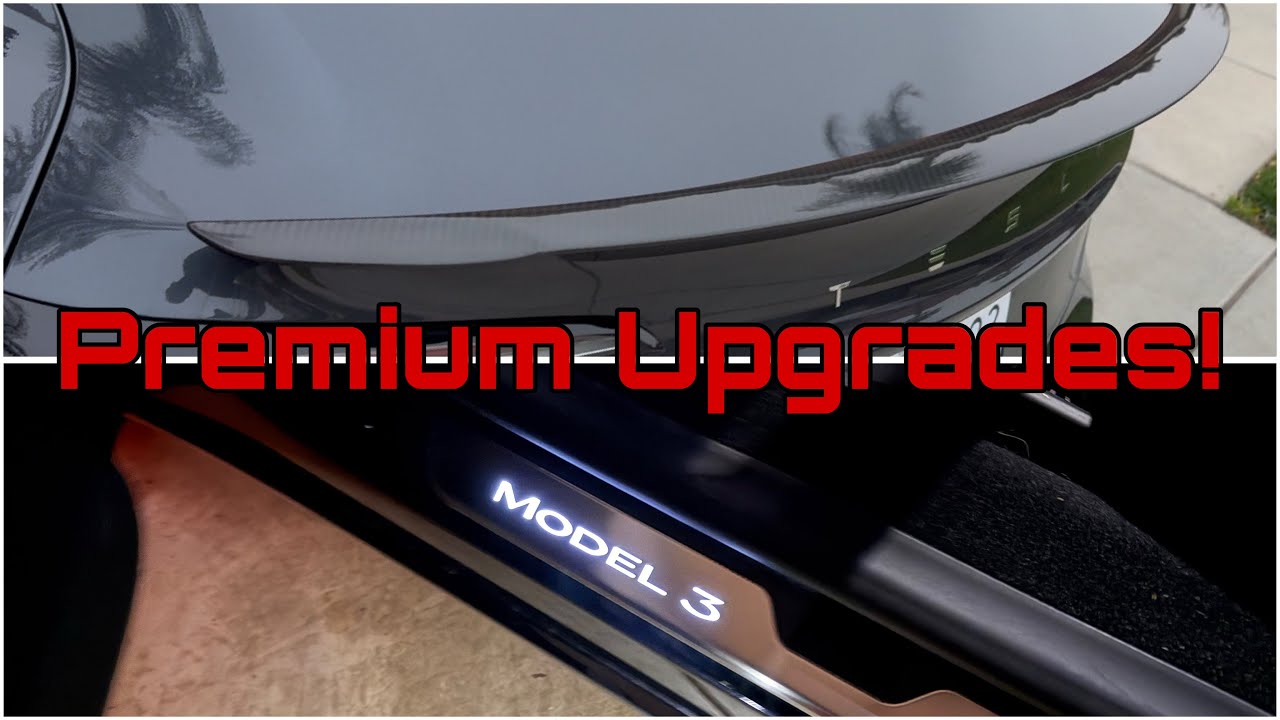 Tesla Model 3 Highland Illuminated Door Sills and Carbon Fiber Spoiler