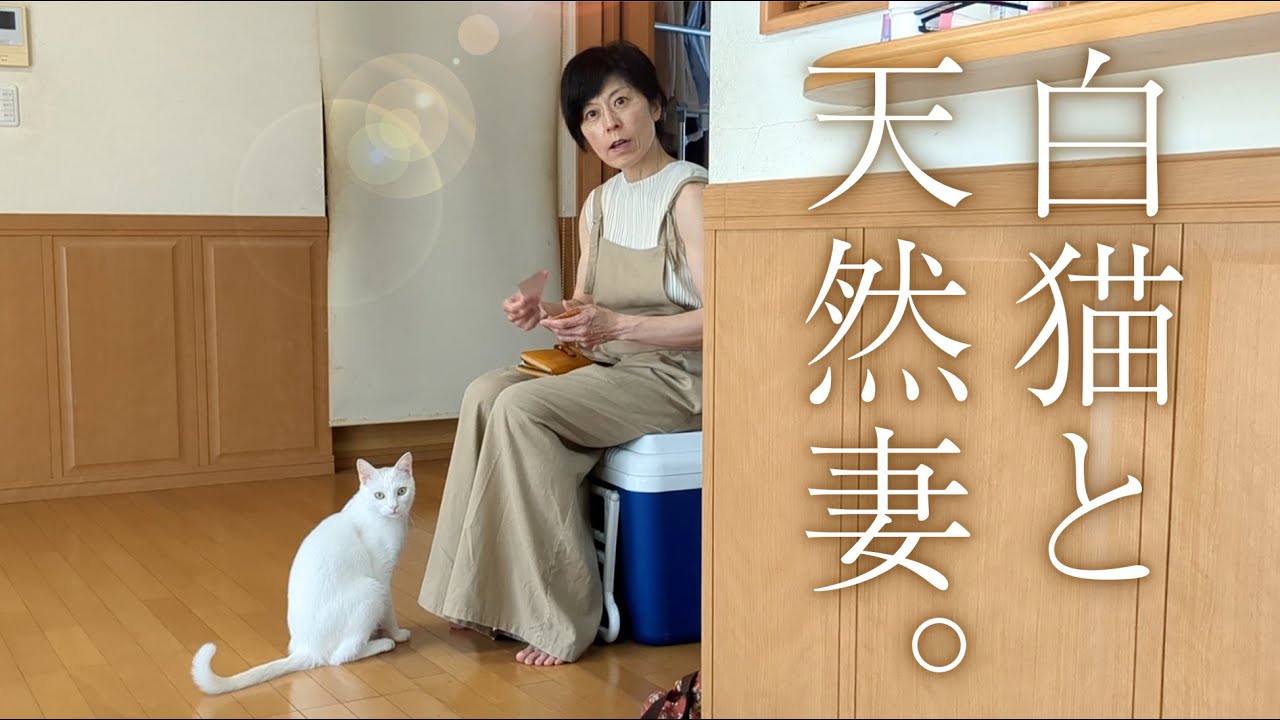 虫を捕りたい白猫と、虫を獲らせたい妻。