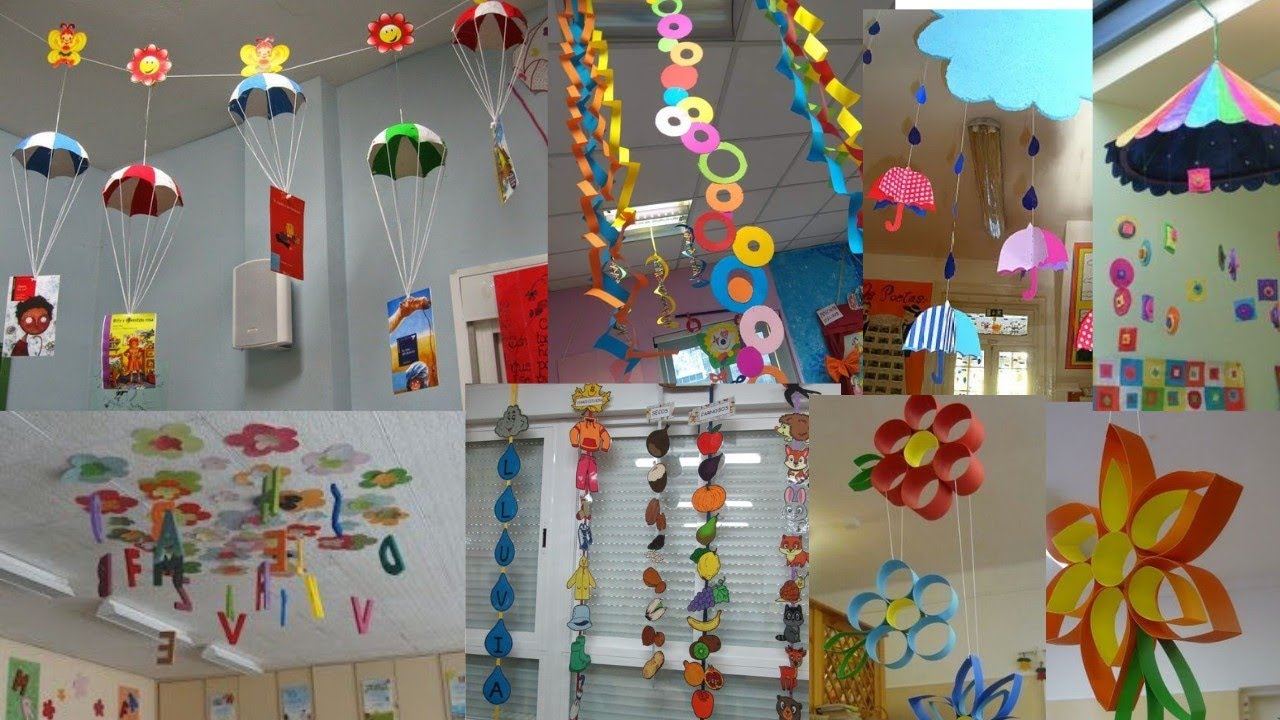 Preschool decoration ideas/Classroom hanging decoration ideas/Paper flowers hanging decoration ideas