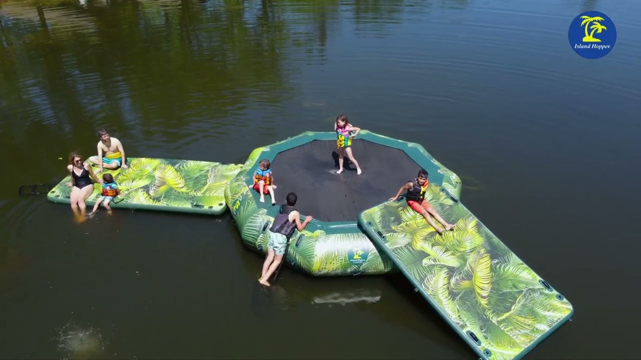 Island Hopper 15 ft Lakeside Tropical Water Bouncer Water Park