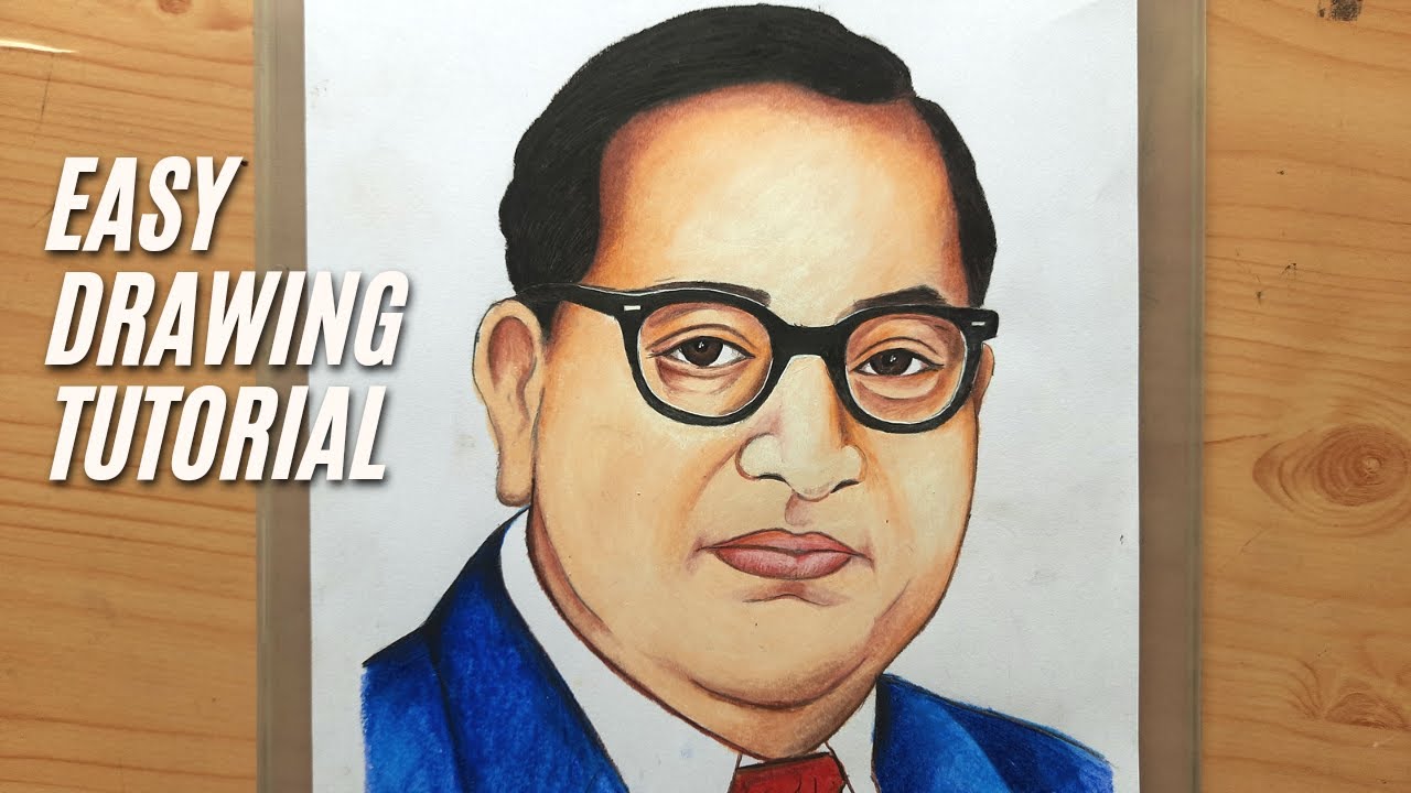 Bhimrao Ramji Ambedkar easy Oil Pastels colour drawing tutorial || Easy Bangla drawing tutorial