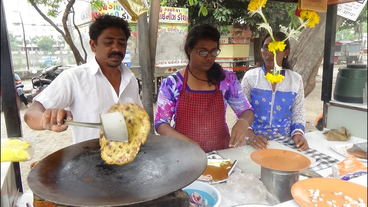 Indian Street Food: Aloo, Palak, Paneer / Cheese Paratha at 