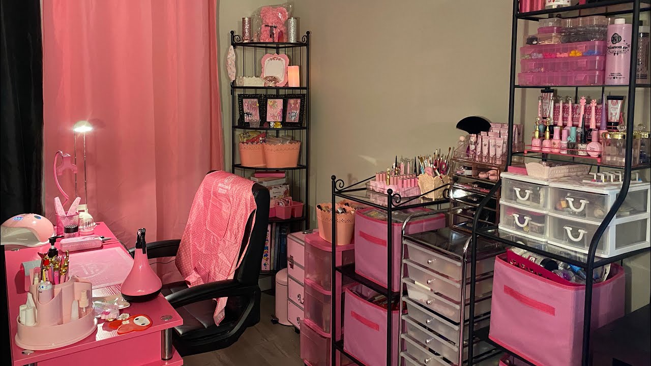 💕🎀My Pink nail room tour 💕🎀💕