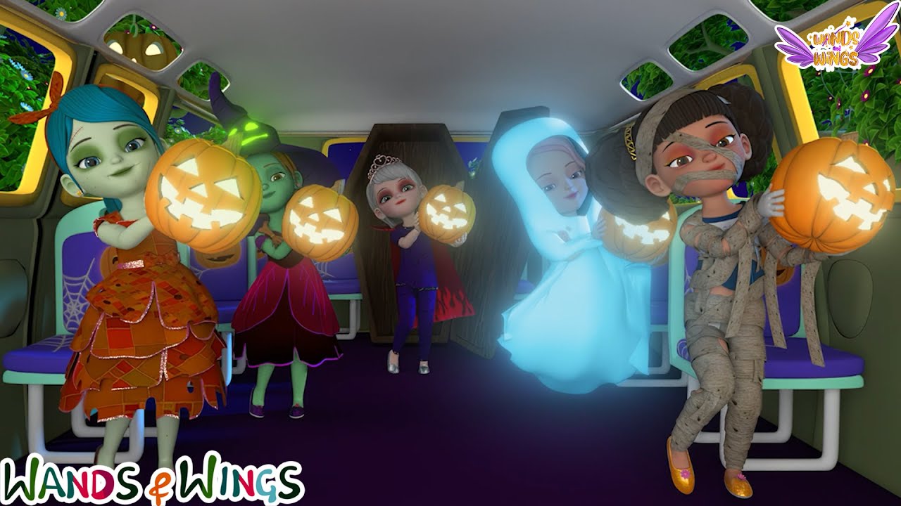 Lagu Ajaib Putri Halloween | Roda di Bus Halloween + Zombi Guru | Putri Sajak | Tongkat dan Sayap