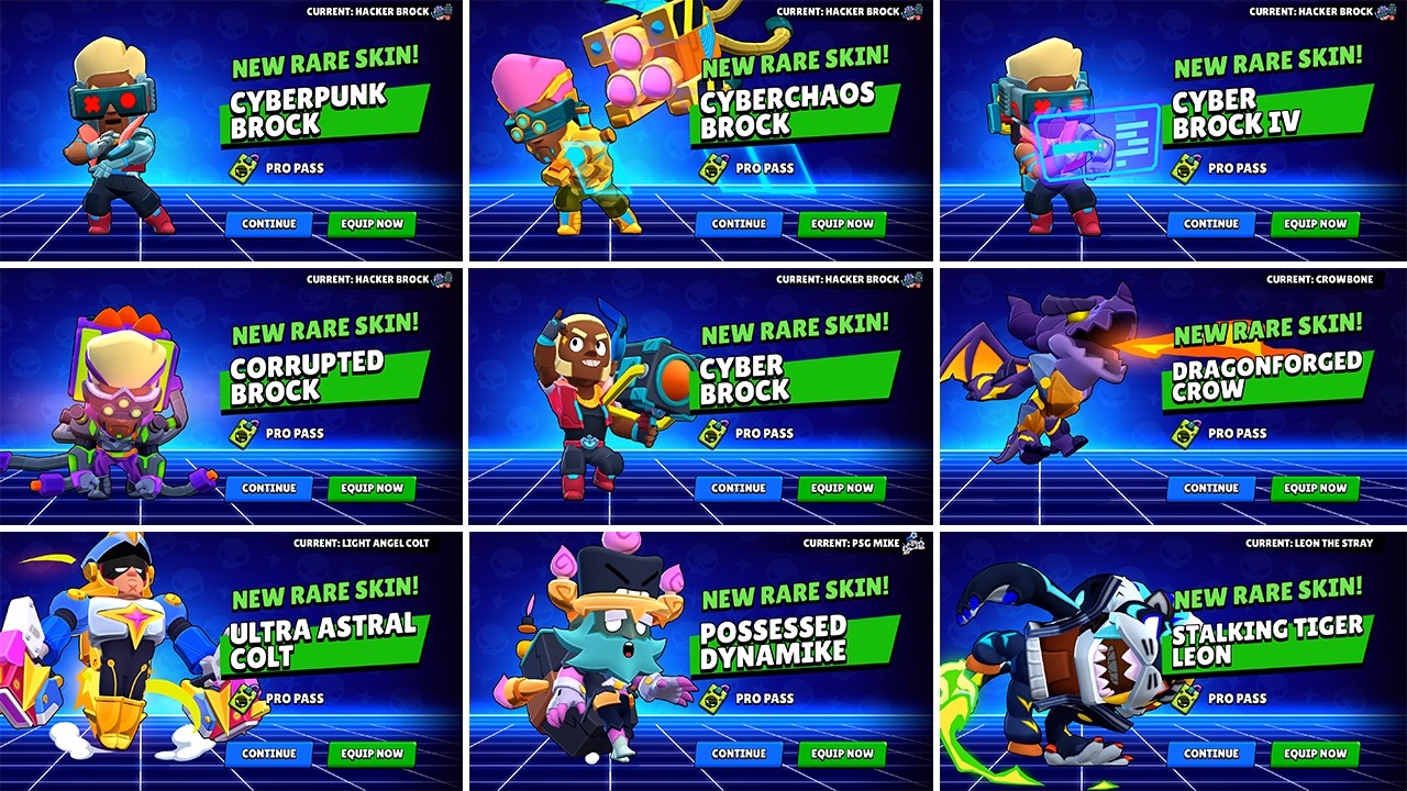 Анимации всех скинов Brawl Pass в Brawl Stars