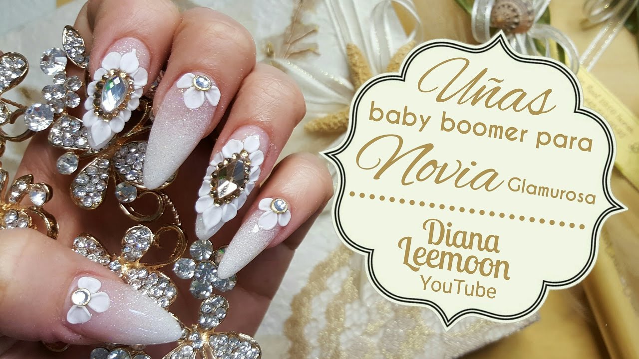 UÑAS BABY BOOMER • DISEÑO NOVIA GLAMUROSA • COLABORATIVO • Diana Leemoon