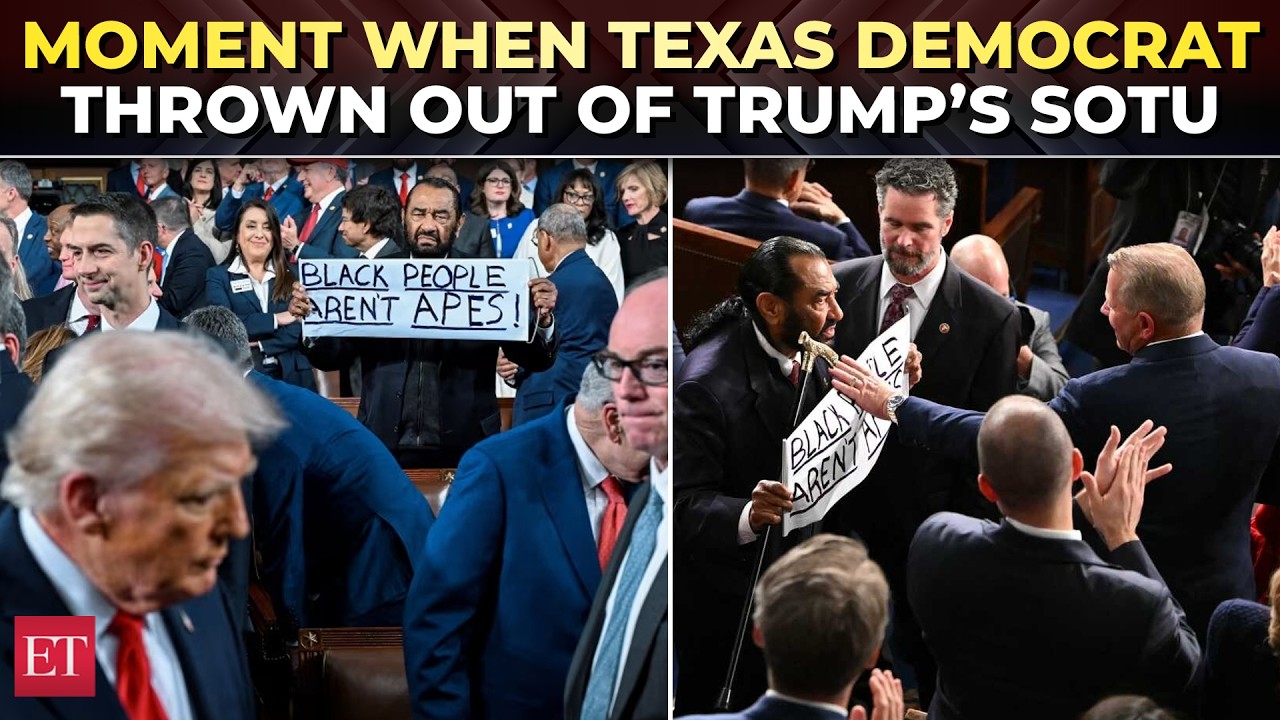 ‘Black people aren’t apes’: AI Green thrown out of Trump’s SOTU, Steve Scalise rips his protest sign