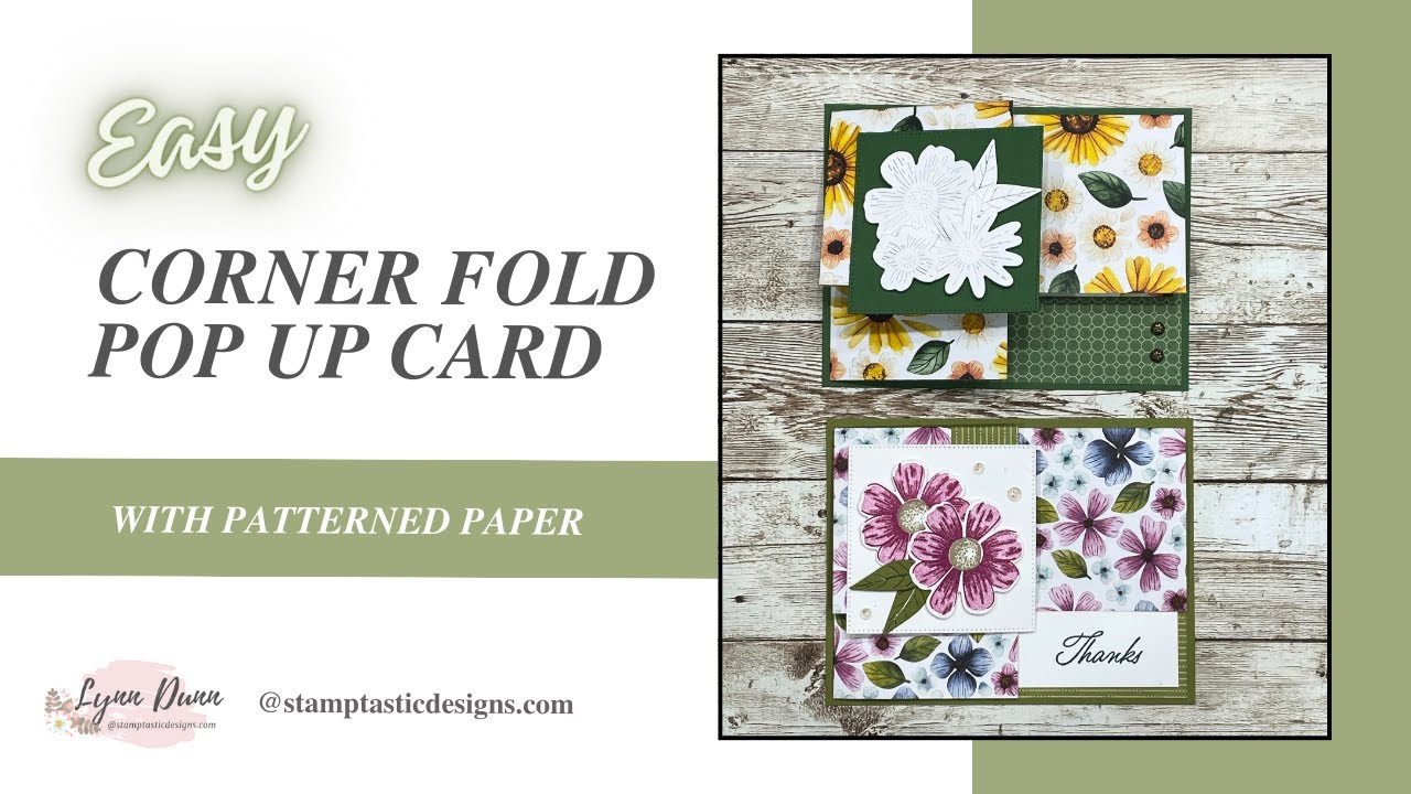 Easy Corner Fold Pop Up Card to Make with Patterned Paper