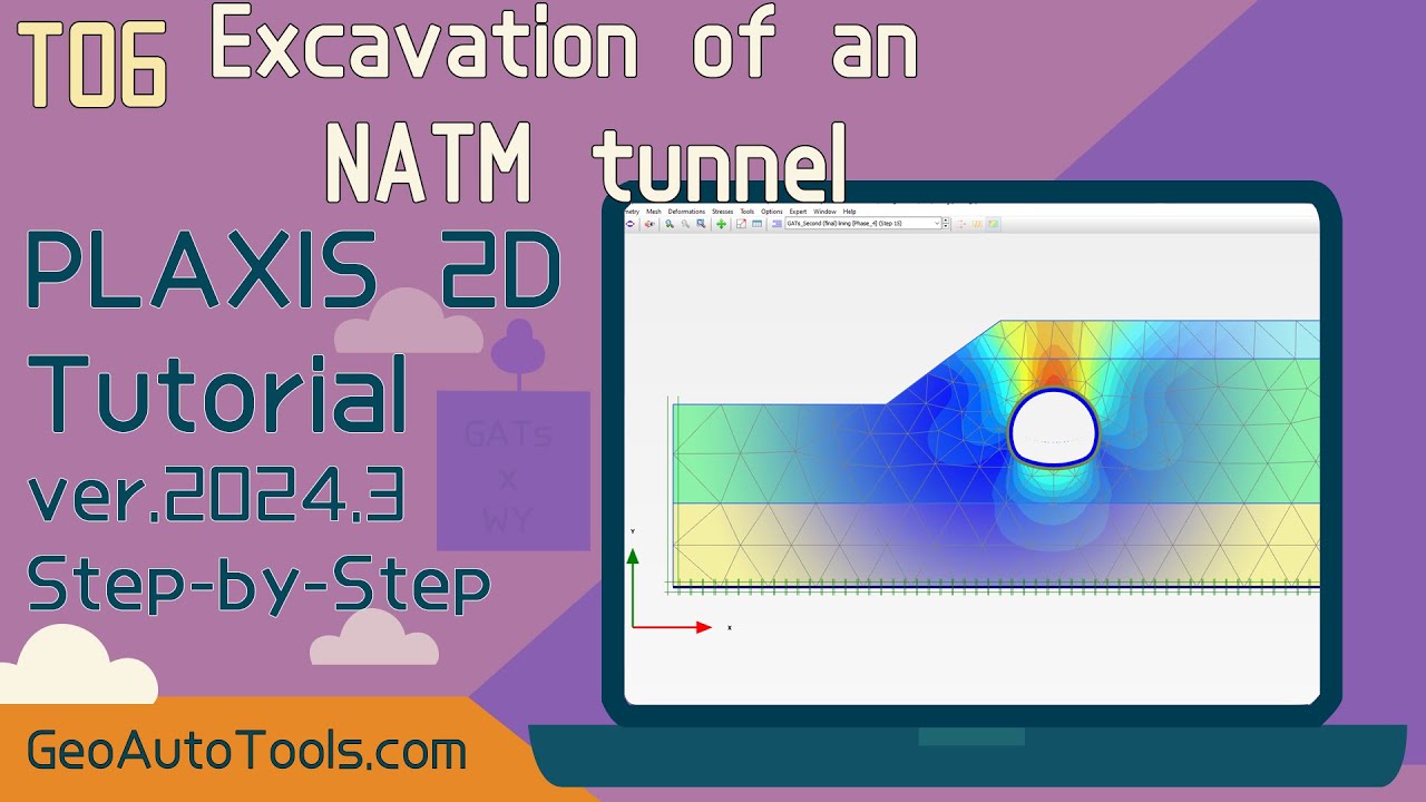 🎥 PLAXIS 2D 2025 Tutorial 6 – Excavation of an NATM Tunnel (Step-by-Step)