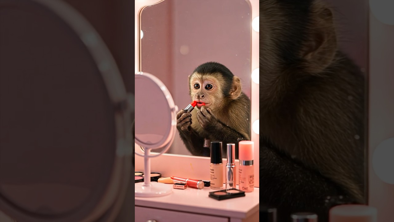 Adorable monkey 🐵 make up first Date #youtube #funny #monkey #shorts #video #aivideo #funny #fyp