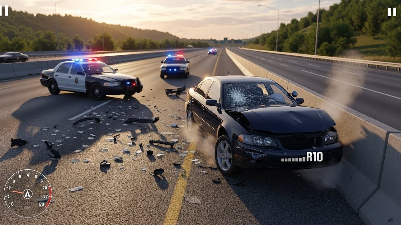 Highway Police Chase Escape Ends in Crash | BeamNG.drive Simulation #101