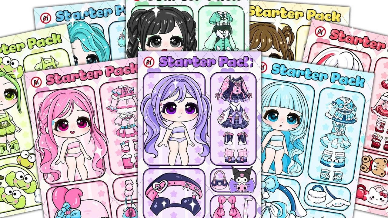 🌈Paper DIY🌈 SANRIO Baby Gacha Fashion Game Book✨ #Cinnamoroll #Kuromi #Melody #paperdiy #종이놀이