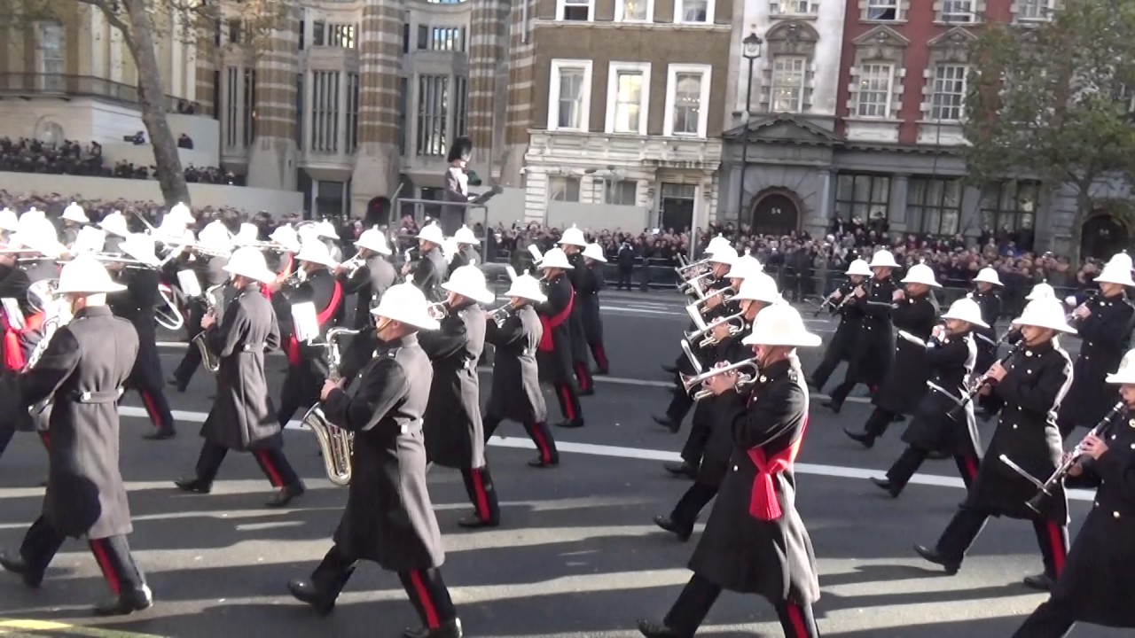 Remembrance Sunday 2016, arrival of the Royal Marines & Royal Navy