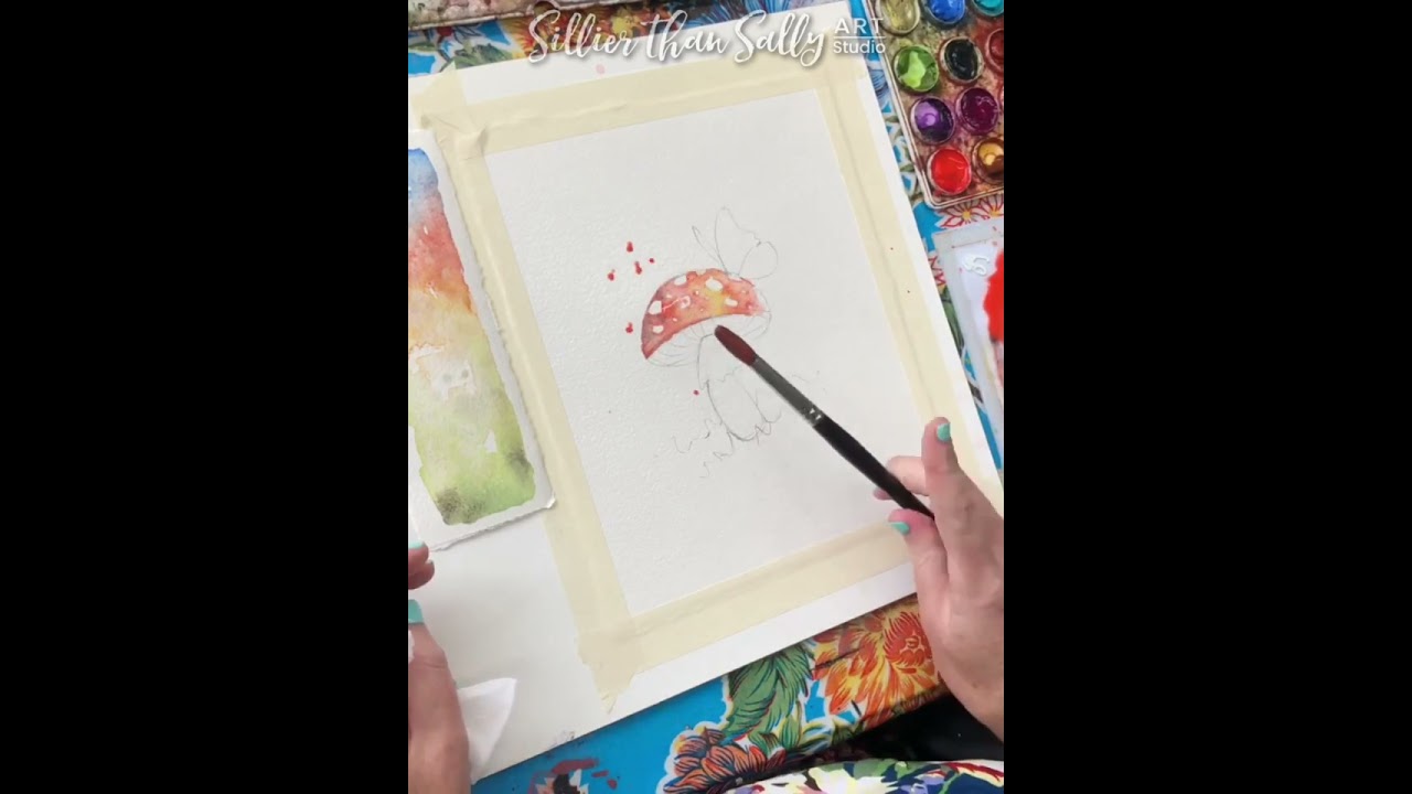 Watercolour Mushroom art lesson by Sillier Than Sally