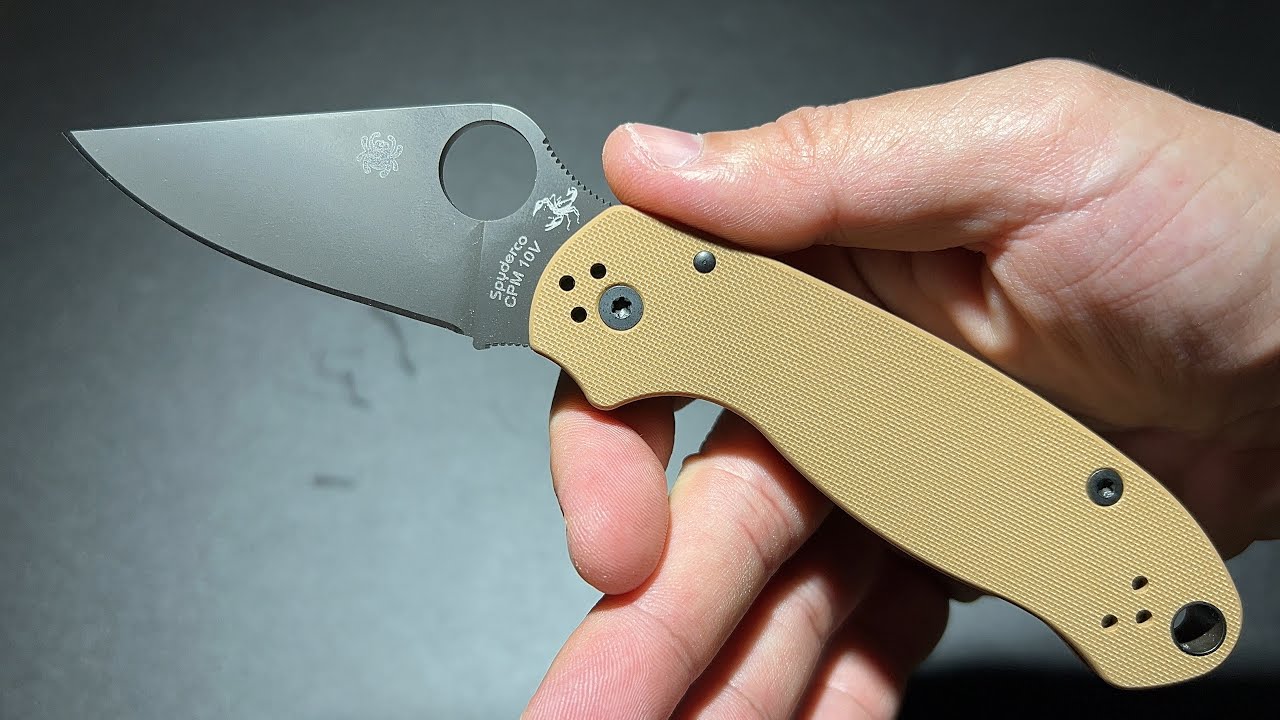 SPYDERCO PARA 3 CPM 10V DLC COYOTE BROWN ยืม ใบคมแกร่ง แมงป่องทะเลทราย RiversEdgeCutlery Exclusive