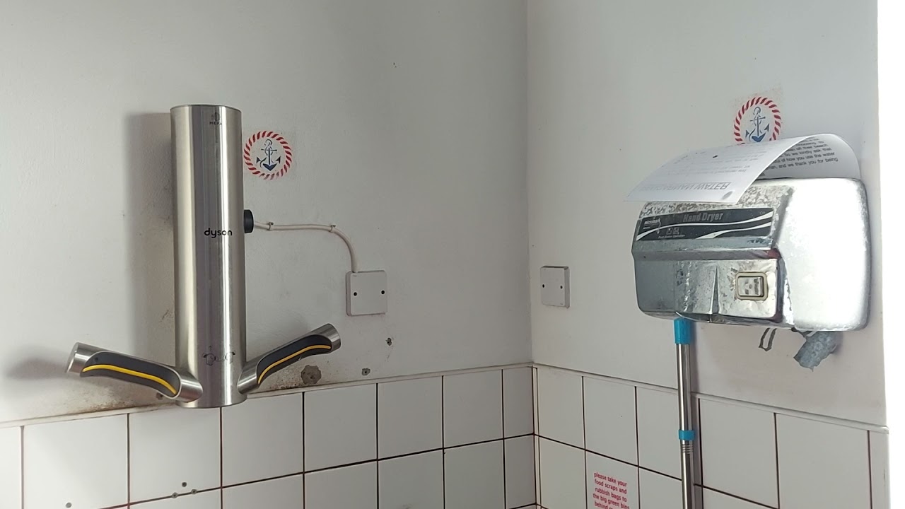 Awesome But Broken Micromark Hand Dryer And Epic Dyson Airblade 9kJ Hand Dryer At A Holiday Park