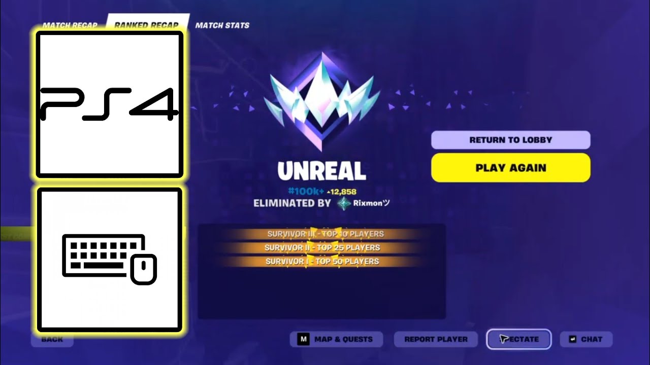 Unreal Ranked BR gameplay on PS4 KBM in Middle East server ! (after update in Jan,22,2026)