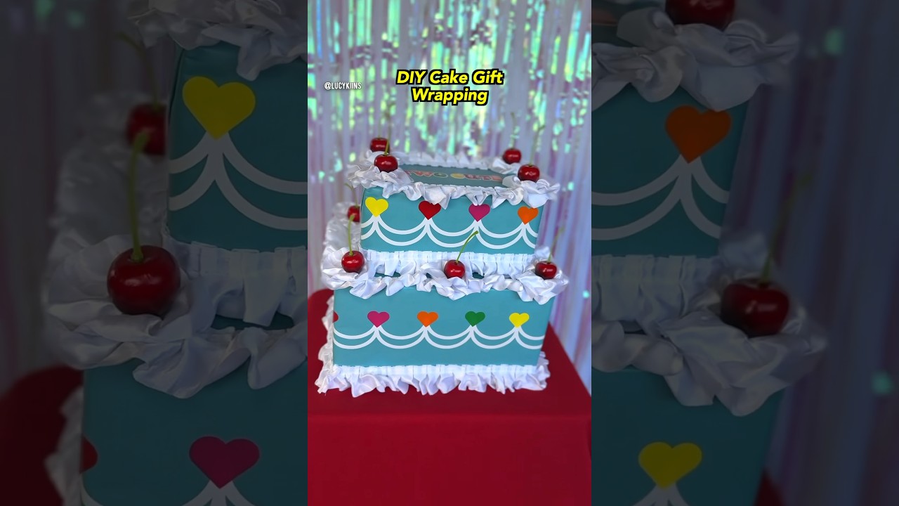 wrapping a gift like a cake 🎂🍒 #shorts #tutorial #giftwrappingideas #fakecake #diy #cricutproject