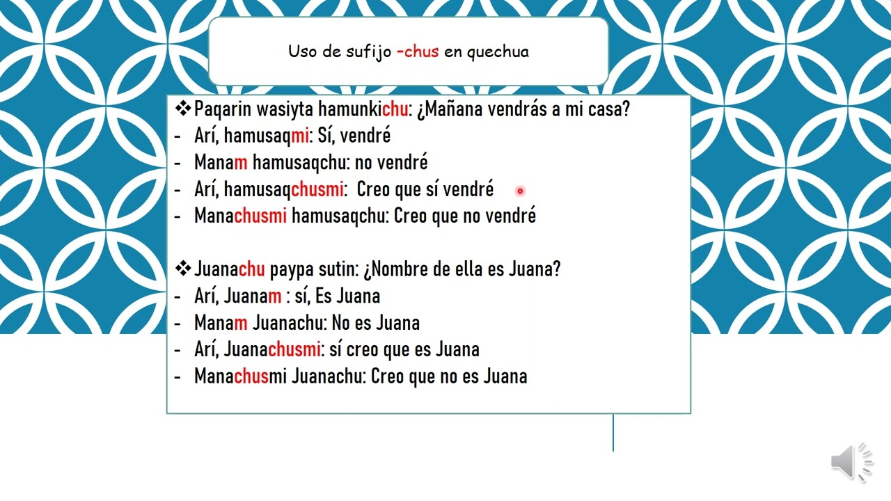 USO DEL SUFIJO  CHUS EN QUECHUA