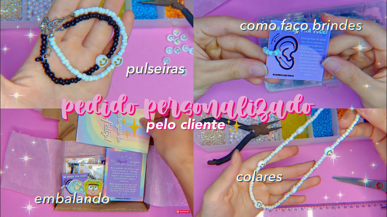 produzindo e embalando um pedido personalizado pelo cliente🛍(acessórios em miçangas)!✨