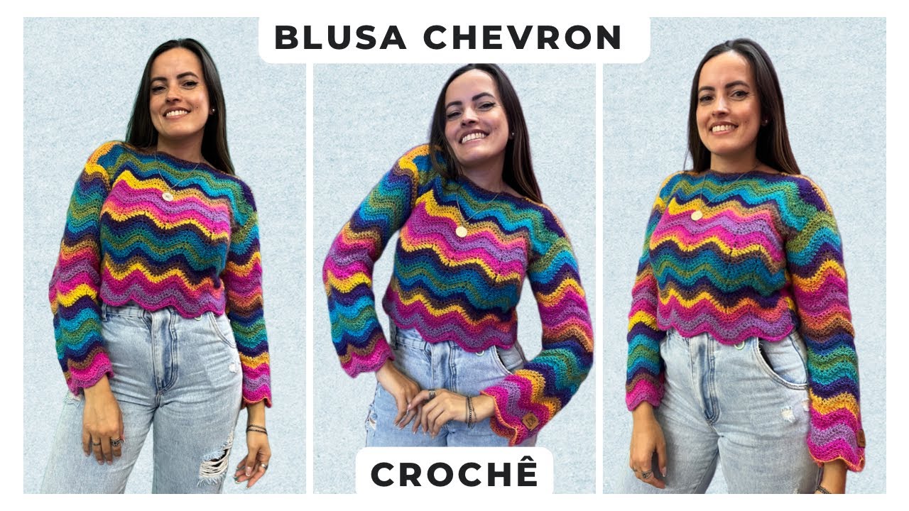 Blusa Chevron de crochê - Mega Artesanal