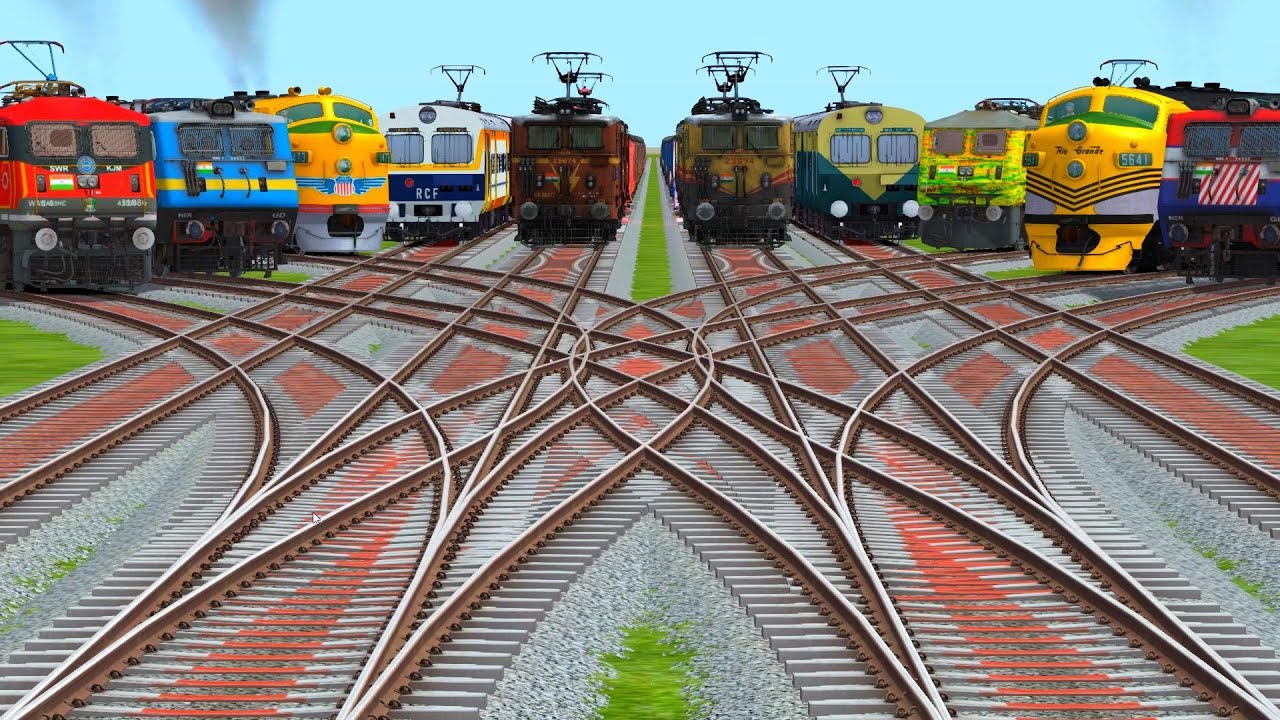 10 Rails Crossing At Curve Branches Railroad🔡 Crossing Tracks-train simulator new update android
