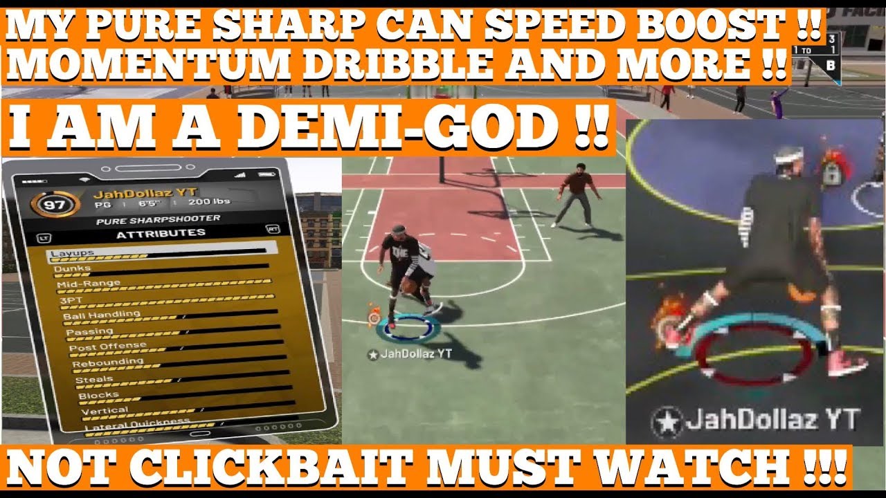NBA 2K19 MY PURE SHARPSHOOTER CAN SPEED BOOST !! DRIBBLE LIKE A PURE PLAYMAKER AND MOMENTUM !!