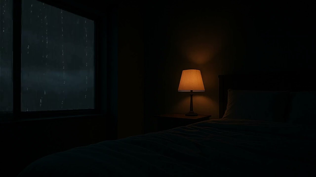 Dim Light Screen Rain Ambience for Deep Sleep | Heavy Rain on Window at Night
