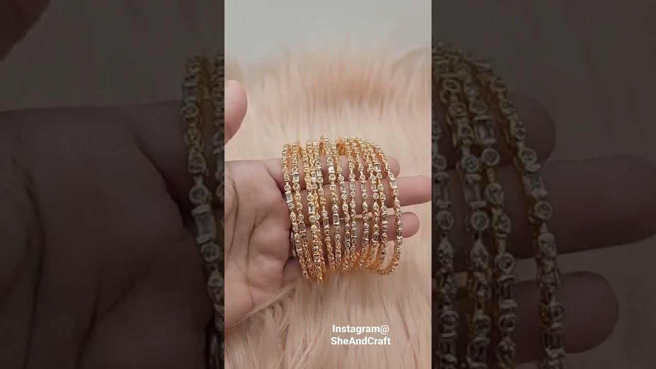 12 Pieces American Diamond Bangles, AD stoned Rose Gold Bangles wholesale shop in USA, SHE AND CRAFT