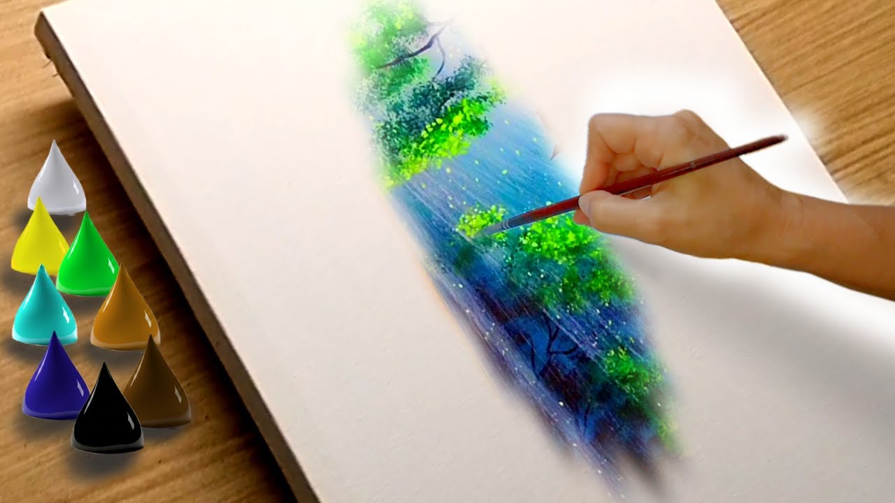 ​How to Paint a Magical Sunlight Landscape in Acrylic Step by Step for beginners -4K