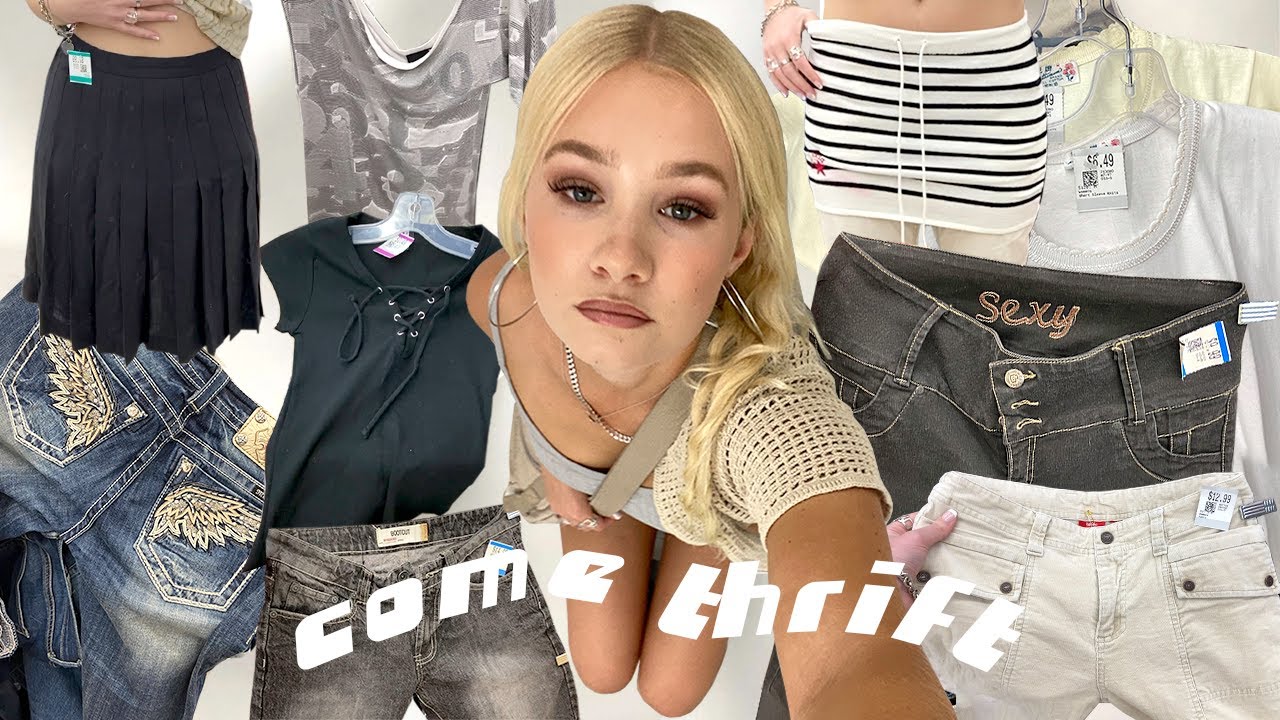 HOW TO THRIFT YOUR SPRING WARDROBE | come thrift w me y2k mini skirts, kilts & lowrise jeans
