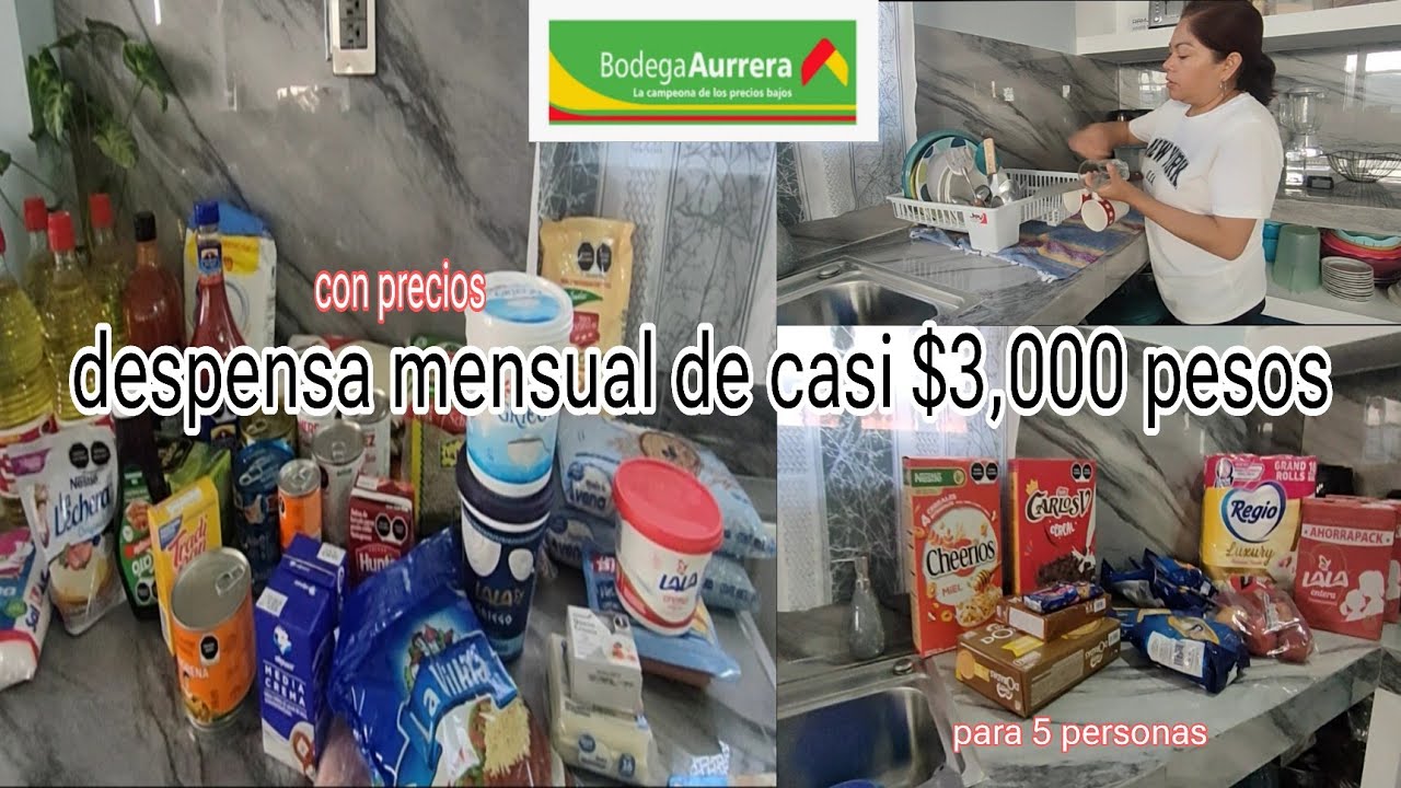 despensa de casi $3,000 pesos mexicanos para 5 personas en la bodega Aurrera 💰