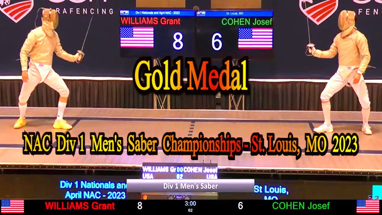 Williams Grant vs Josef Cohen at NAC Div 1 Men's Saber Championships - St. Louis, MO 2023
