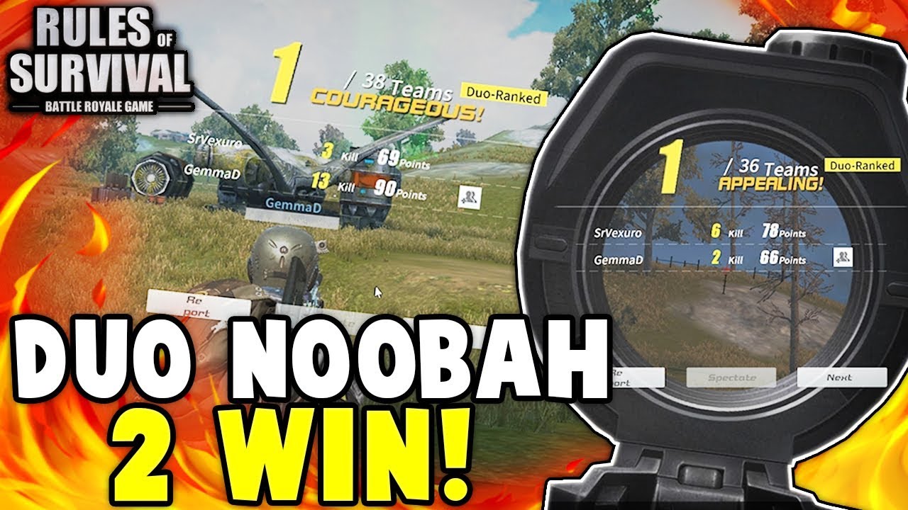 DUO NOOBAH BERAKSI AUTO 2 WIN ! 😱 ! - Rules Of Survival Indonesia