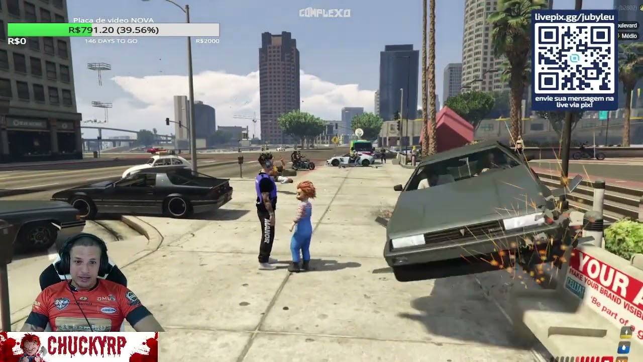 Vis&atilde;o do Chucky sendo atropelado pelo Paulinho o loko Gta rp Complexo