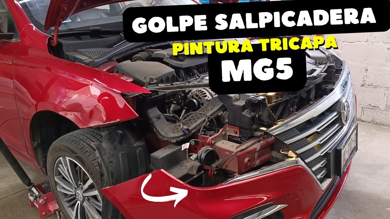 reparando salpicadera MG5 rojo candy