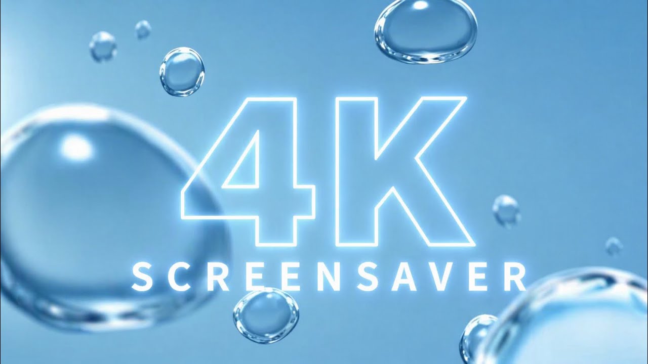 4K TV Screensaver Loop | Blue Bubbles Silent Background (1 Hour)