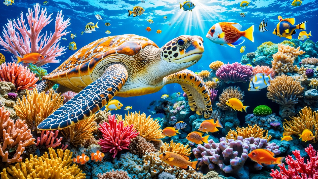 Peaceful Relaxing Piano Music 🐟 Calm Ocean World for Deep Sleep and Relaxation