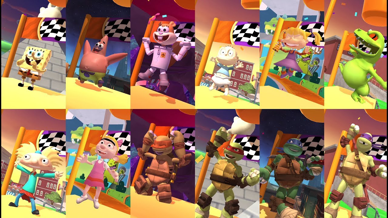Nickelodeon Kart Racers - All Characters Winning