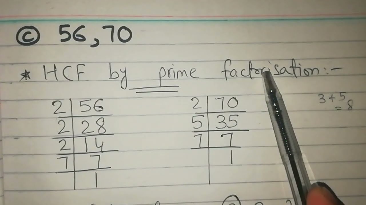 HCF of 56 , 70 by prime factorisation method || How to find hcf by prime factorization method #hcf