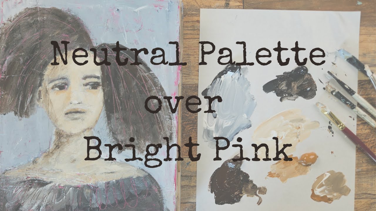 Mixed Media Art: Quick Portrait with Pop Of Pink