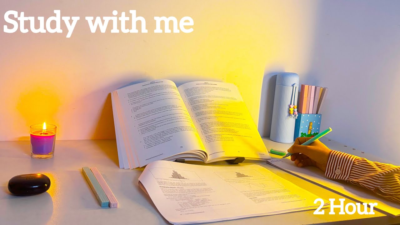 Study With Me 2 hours 📒| 50 Min Study +10 Min break + 55 Min Study 🌿|Background noise |Real Time📚