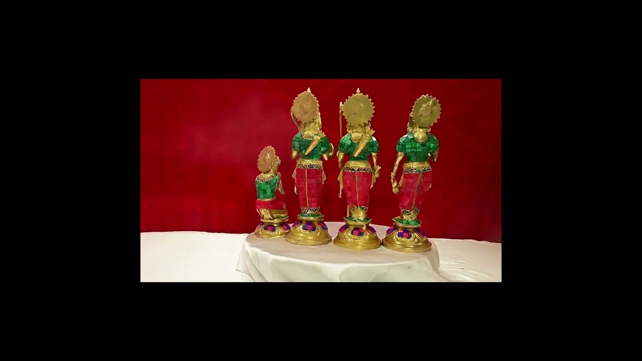 Ram Darbar Brass Idol with Stone Work – 12.5 Inch Hindu God Statue for Home & Puja