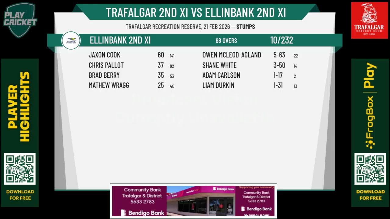 TRAFALGAR 2nd XI v ELLINBANK 2nd XI