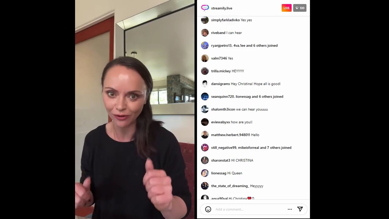 Christina Ricci Streamily autographs signing & Q&A Instagram livestream 17/11/23