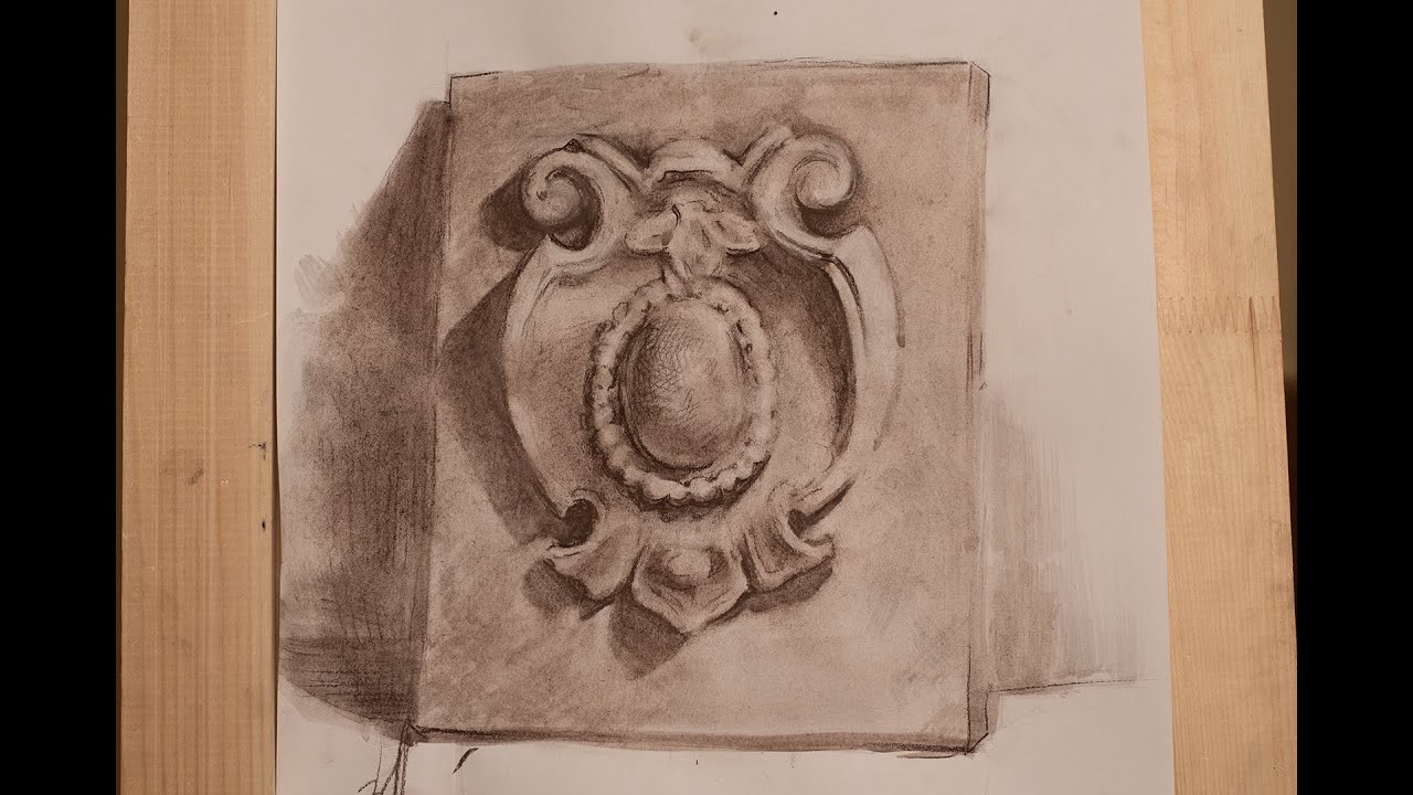 Рисунок гипсовой розетки. Урок рисования.